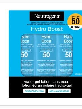 Neutrogena Hydro Boost Water Gel Lotion Sunscreen SPF 50, 3 x 88 mL
